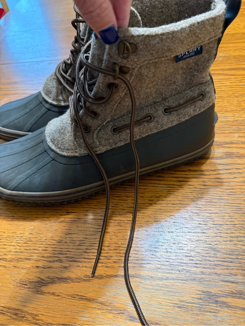 Sperry Men’s Brown Wool-Blend & Black Rubber Duck Boots-12